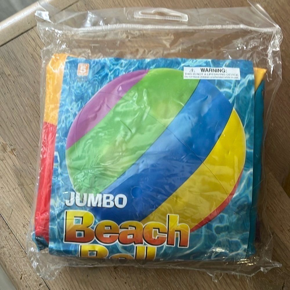 Jumbo Inflatable Beach Ball 48” New Old Stock From 2007 Bright Colors